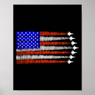 Poster Avions de combat patriotiques américains drapeau a