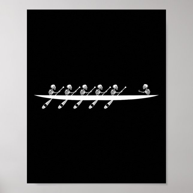 Poster Aviron Skeleton Row Boats Paddle Coxswain Hallowee (Devant)
