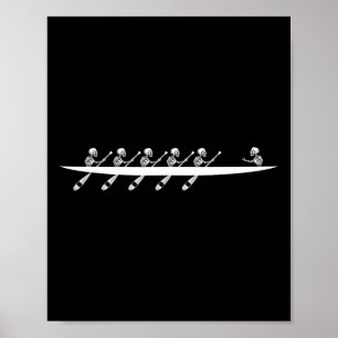 Poster Aviron Skeleton Row Boats Paddle Coxswain Hallowee