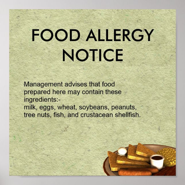 Poster Avis sur les allergies alimentaires (Devant)