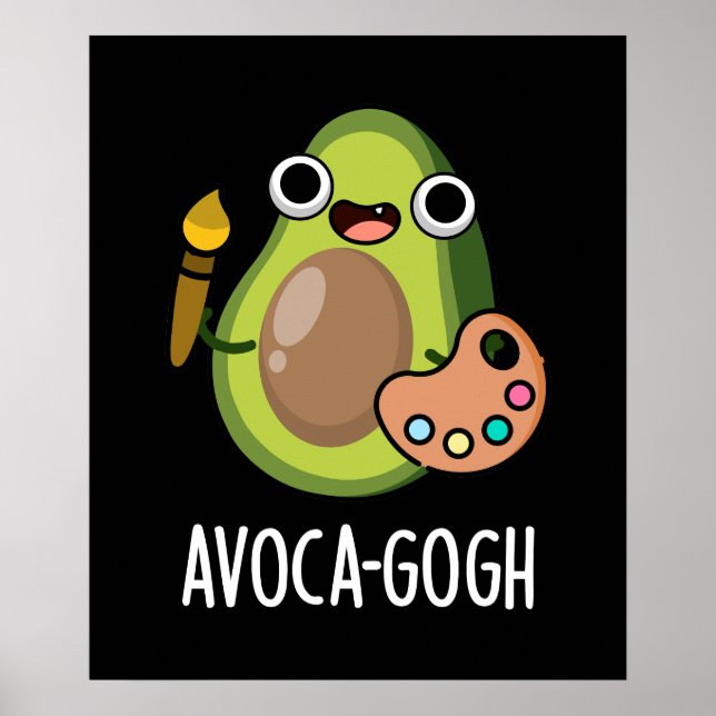 Poster Avoca gogh Funny Avocado Artiste Pun Dark BG (Devant)