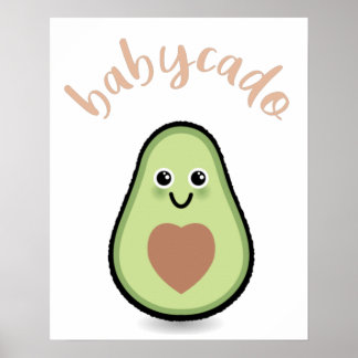 Poster Avocado avec coeur baby-cado pour un bébé