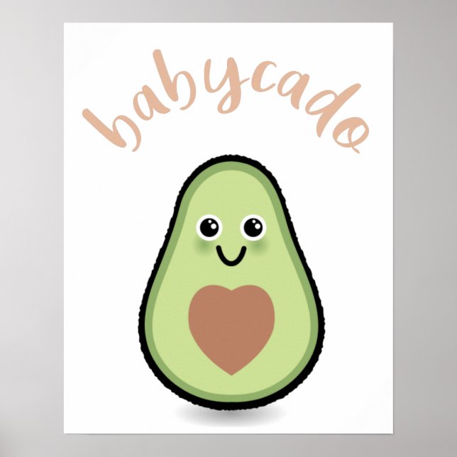 Poster Avocado avec coeur baby-cado pour un bébé (Devant)