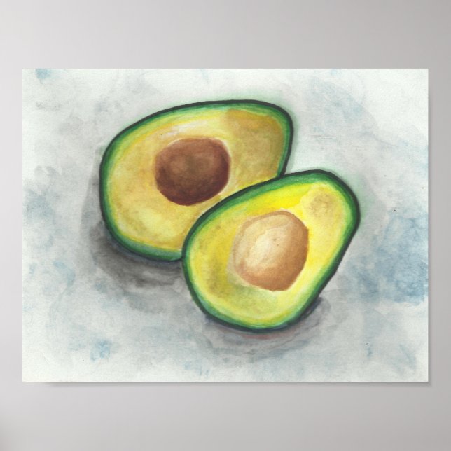 Poster Avocado en aquarelle (Devant)