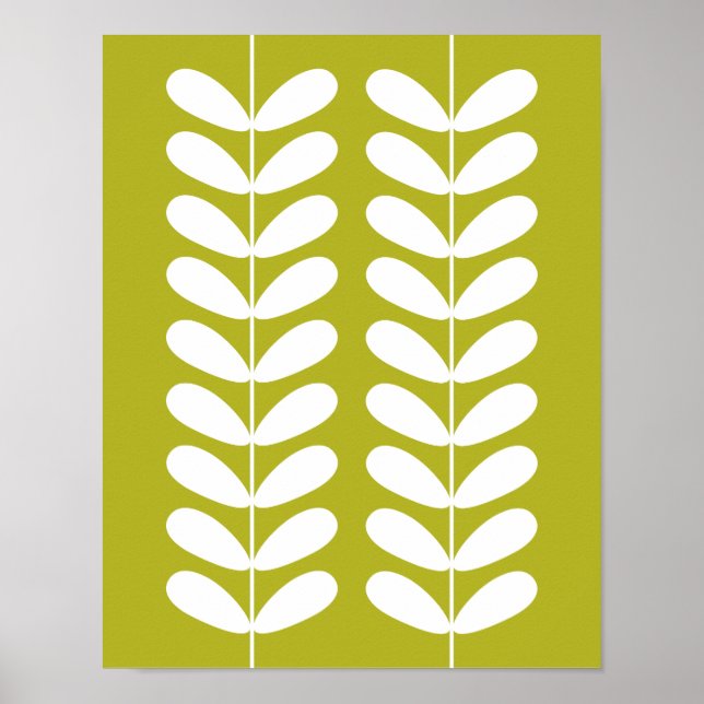 Poster Avocado Green Plante Retro Mid Century Wall Art (Devant)