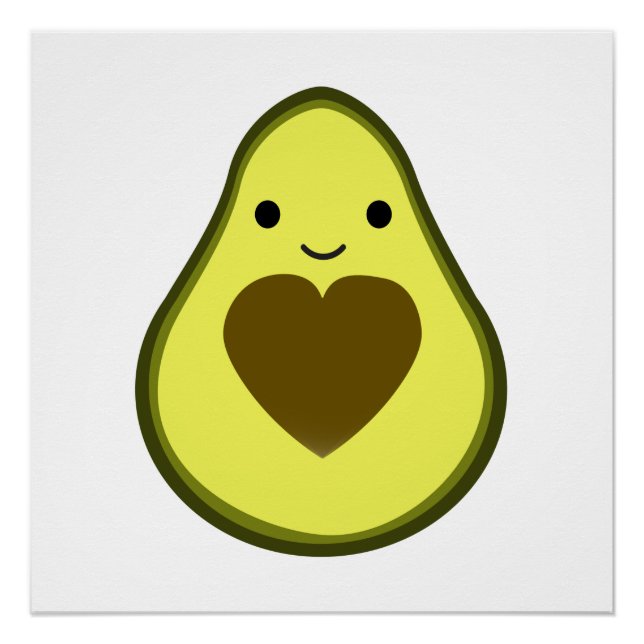Poster Avocado Love Cute Avocado avec coeur (Devant)
