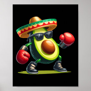 Poster Avocado montrant des compétences en boxe Cinco De 