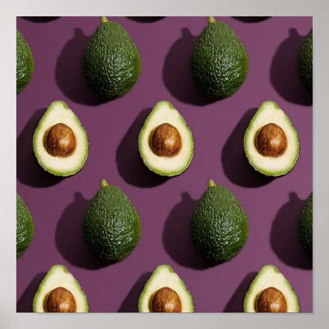 Poster Avocado vert violet (Devant)