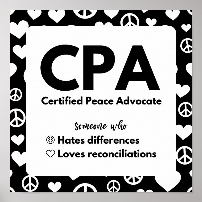 Poster Avocat de la paix certifié CPA (Devant)