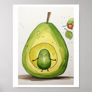 Poster Avocat, design bébé avocat mignon