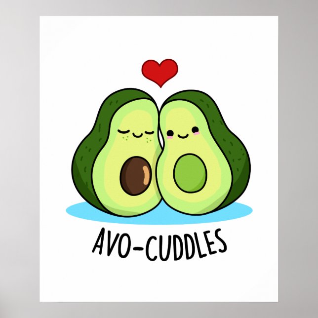 Poster Avocuddles mignon Aimant Avocado Couple Pun (Devant)