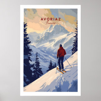 Poster Avoriaz Skiing Print French Alps Winter 1