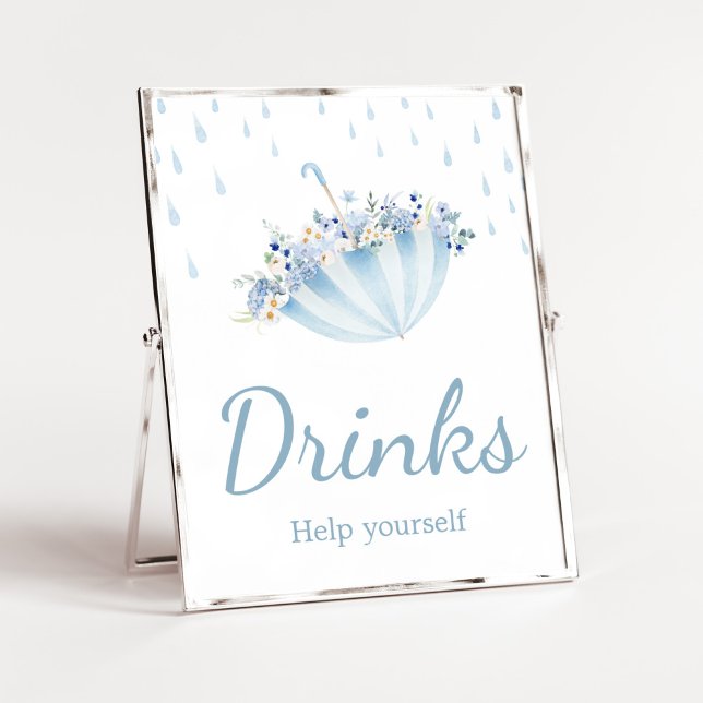 Poster Avril Douche Apporter Mai Fleurs Boissons Baby sho (Boy April Shower Bring May Flowers Baby Shower Drinks Sign)