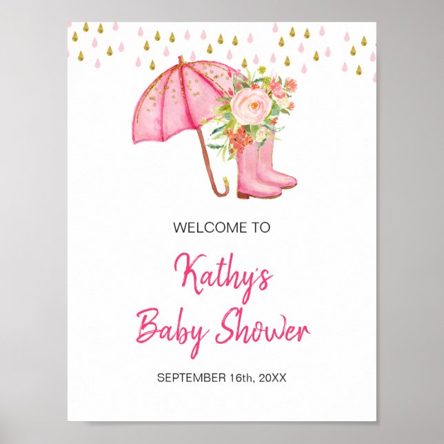Poster Avril Douches Apportent Mai Baby shower Fleur Accu (Devant)