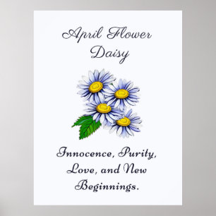 Poster Avril Mois de naissance Fleur Daisy Fresque et Sim