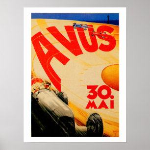 Poster AVUS ~ Voiture de course Vintage Berlin Allemagne