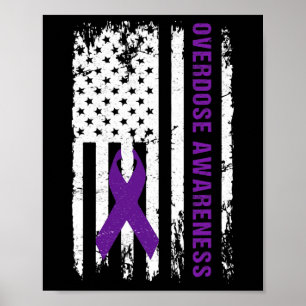 Poster Awareness Purple Ribbon Addiction Recovery