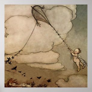 Poster "Away On a Kite" par Arthur Rackham