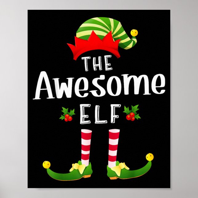 Poster Awesome Christmas Elf Matching Pajama X-mas Party  (Devant)