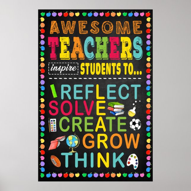 Poster Awesome enseignant Inspire l'affiche de classe étu (Devant)