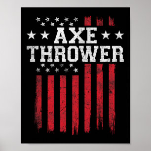Poster Ax Thrower Fier Drapeau Américain Usa Patriot Patr