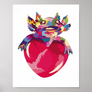 Poster Axolotl animal et coeur