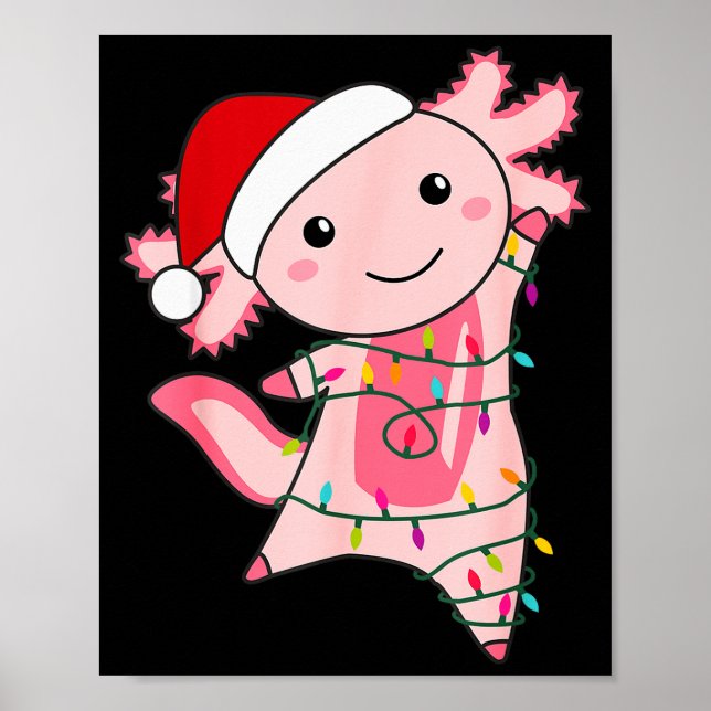 Poster Axolotl Christmas Fairy Light Christmas Axolotl  (Devant)
