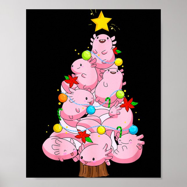 Poster Axolotl Christmas Tree Ornament Fish Axolotl Anima (Devant)
