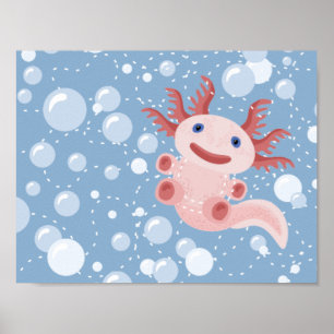 Poster Axolotl et les bulles Bold Vector Design