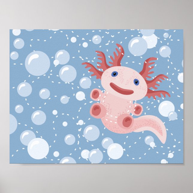 Poster Axolotl et les bulles Bold Vector Design (Devant)