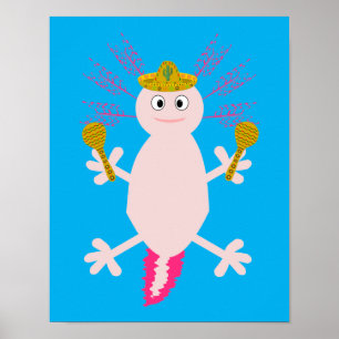 Poster Axolotl mexicain de la fête des morts