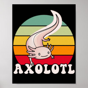 Poster Axolotls Coucher de soleil rétro Axolotl Kawaii