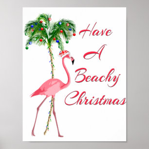 Poster Ayez Un Flamant rose De Noël De Plage