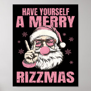 Poster Ayez un Rizzmas joyeux Funny Pink Santa Ret