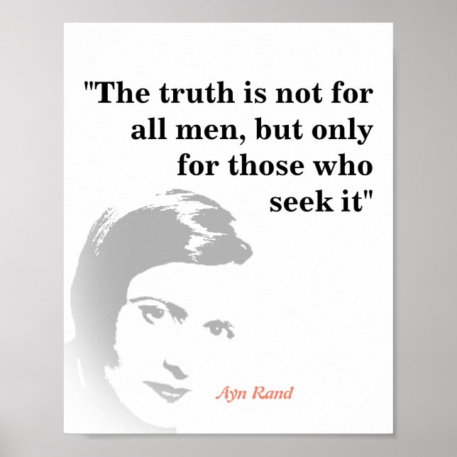Poster Ayn Rand Cite La Vérité (Devant)