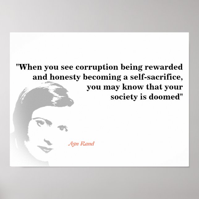 Poster Ayn Rand Cite Sur Votre Société Défunte (Devant)
