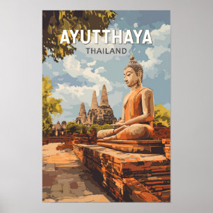 Poster Ayutthaya Thaïlande Travel Art Vintage