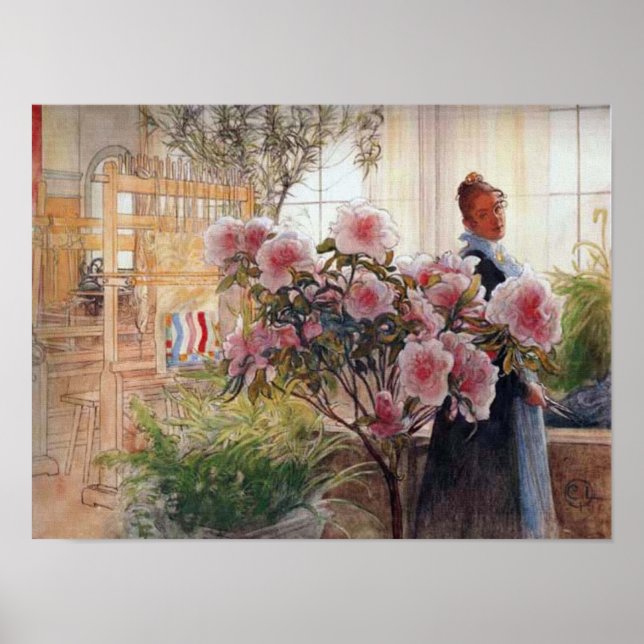 Poster Azaleas par Carl Larsson (Devant)