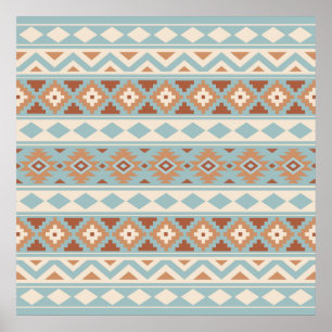 Poster Aztec Essence Ptn IIIb Blue Cream Terracottas