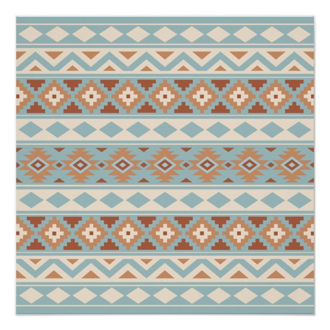Poster Aztec Essence Ptn IIIb Blue Cream Terracottas (Devant)