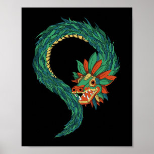 Poster Aztec God Quetzalcoatl Serpent Dragon Inca Maya Ci