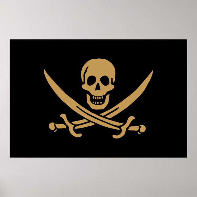 Poster Aztec Gold Crâne et cutlass Pirate Calico Jack (Devant)