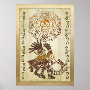 Poster AZTEC Huitzilopochti Folk Art Motif