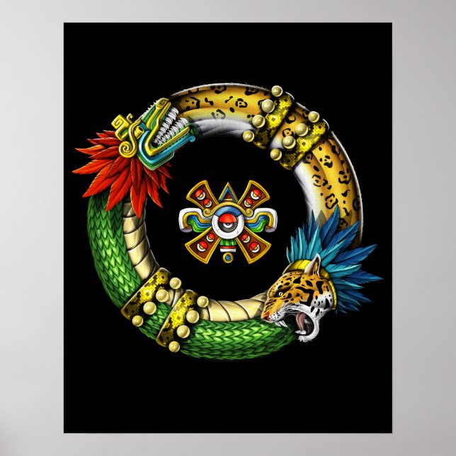 Poster Aztec Quetzalcoatl Jaguar (Devant)