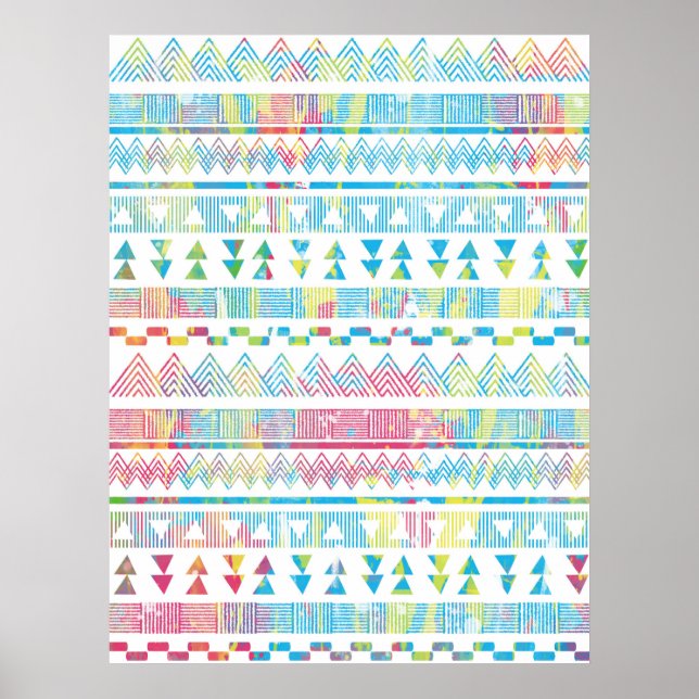 Poster Aztec tribus vibrantes aquarelles abstraites éclab (Devant)