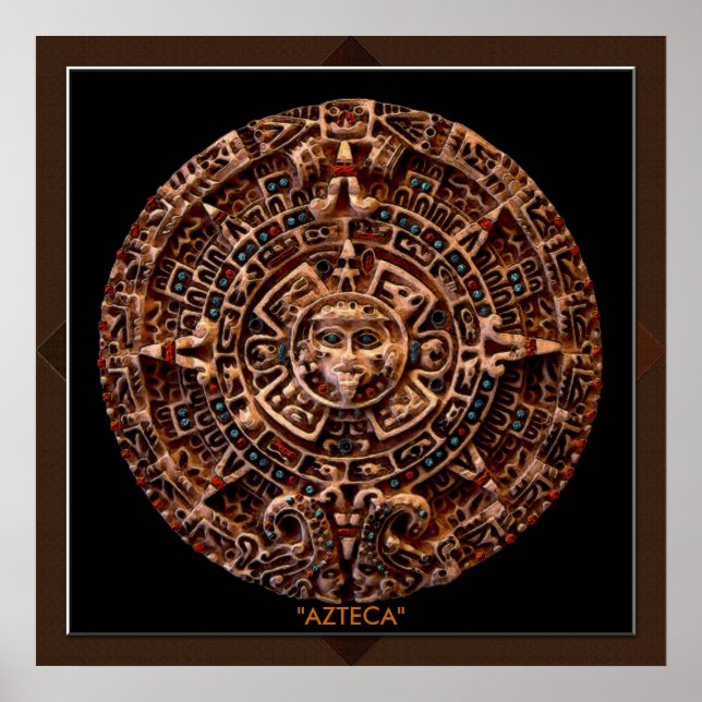 Poster AZTECA ~ Mayan - Aztec Sun Calender Art Imprimer (Devant)