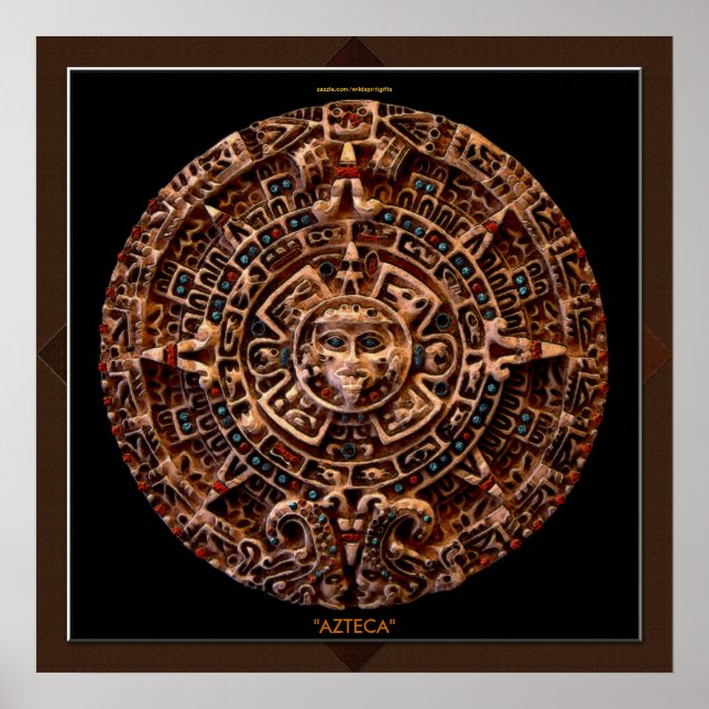 Poster AZTECA ~ Mayan - Aztec Sun Calender Art Imprimer (Devant)