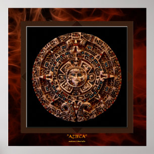 Poster AZTECA ~ Mayan - Aztec Sun Calender Art Imprimer L