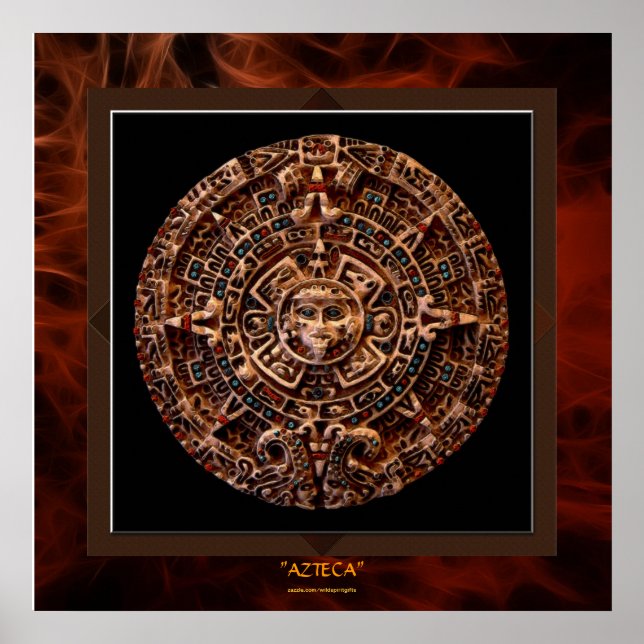 Poster AZTECA ~ Mayan - Aztec Sun Calender Art Imprimer L (Devant)