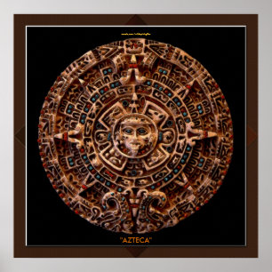 Poster AZTECA ~ Mayan - Calendrier Solaire Aztèque Impres